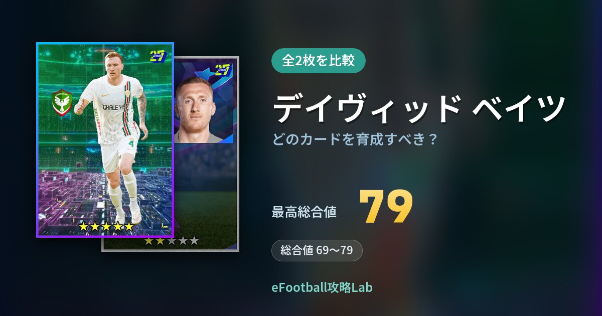 【イーフト】デイヴィッド ベイツはどのカードを育成すべき?全2枚を比較