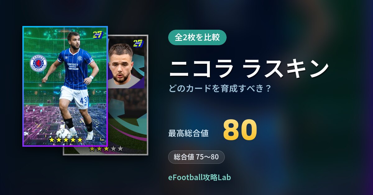 【イーフト】ニコラ ラスキンはどのカードを育成すべき?全2枚を比較