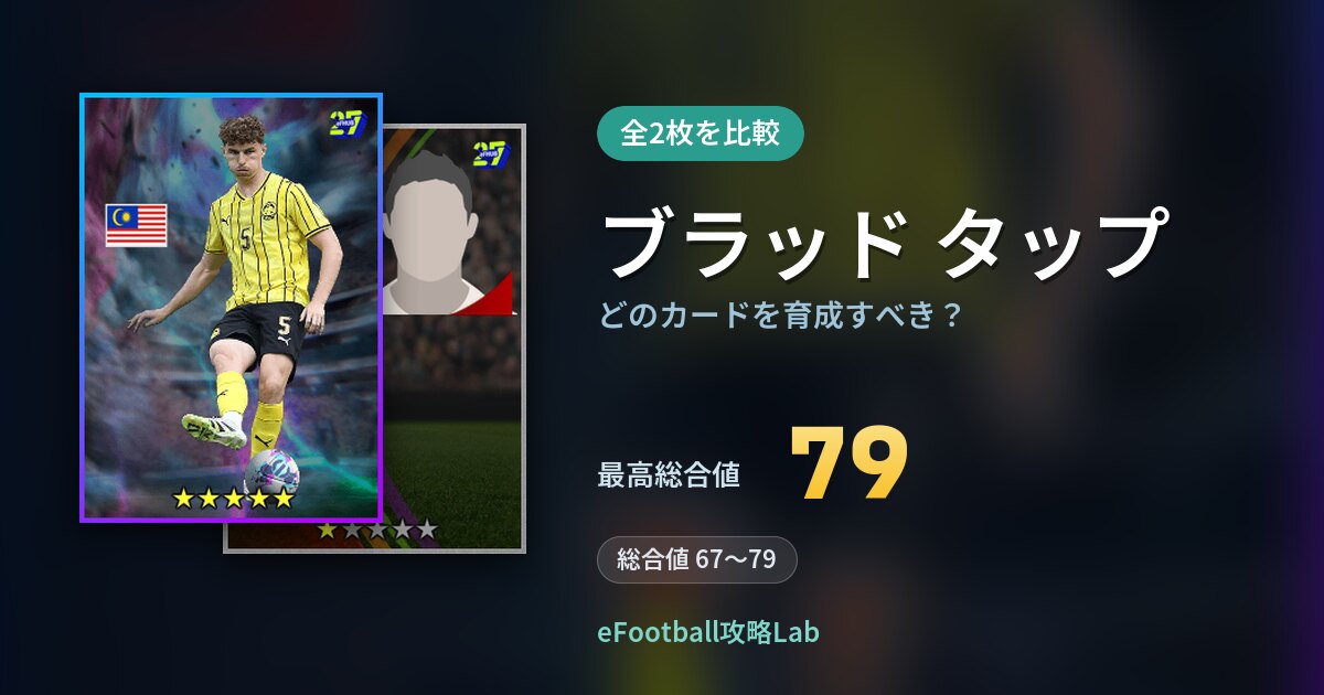 【イーフト】ブラッド タップはどのカードを育成すべき?全2枚を比較