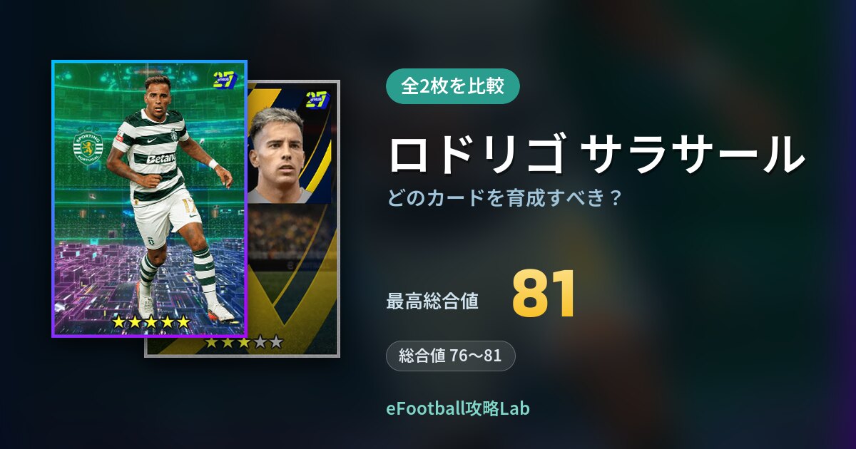 【イーフト】ロドリゴ サラサールはどのカードを育成すべき?全2枚を比較