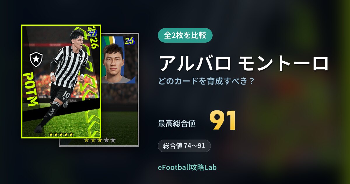 【イーフト】アルバロ モントーロはどのカードを育成すべき?全2枚を比較