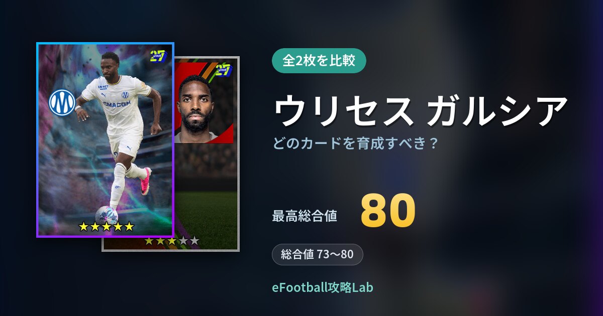【イーフト】ウリセス ガルシアはどのカードを育成すべき？全2枚を比較