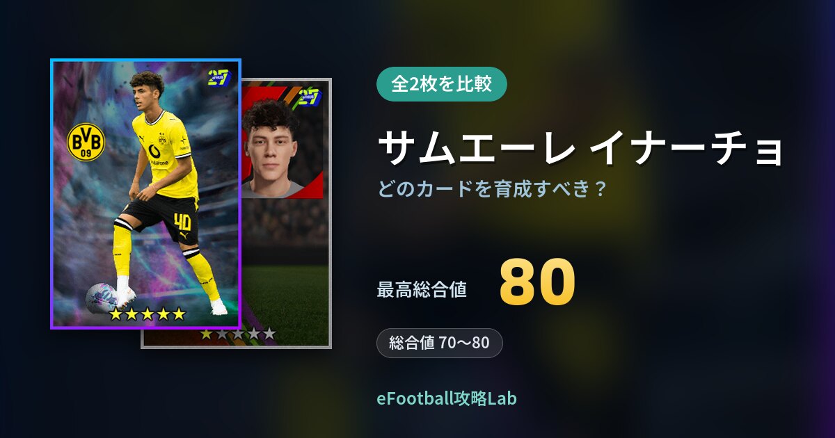 【イーフト】サムエーレ イナーチョはどのカードを育成すべき？全2枚を比較