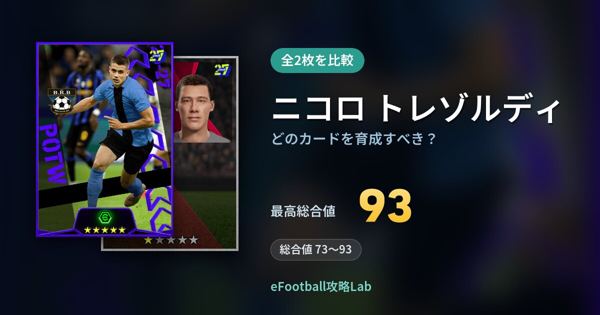 【イーフト】ニコロ トレゾルディはどのカードを育成すべき？全2枚を比較