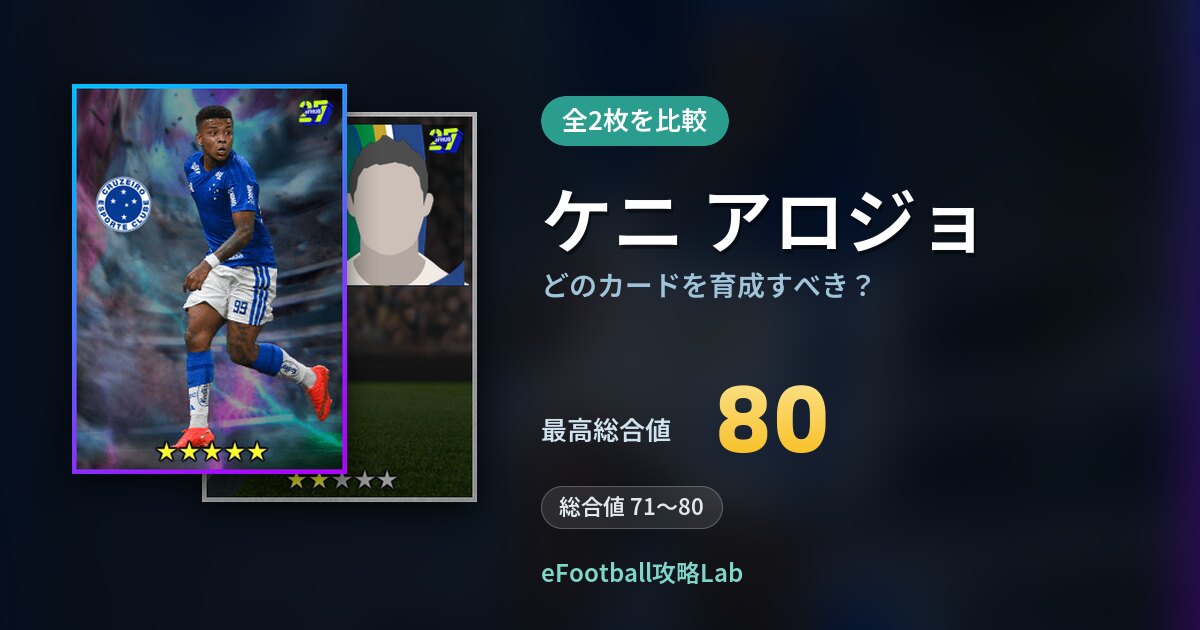 【イーフト】ケニ アロジョはどのカードを育成すべき？全2枚を比較