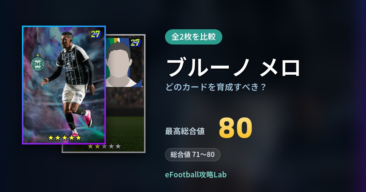 【イーフト】ブルーノ メロはどのカードを育成すべき？全2枚を比較