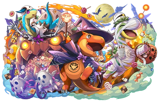 仮装パレード・ティラ＆プレシィ＆ブラッキィのイラスト