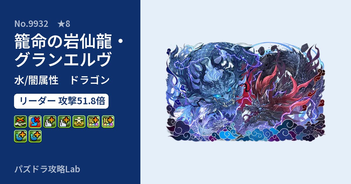【パズドラ】籠命の岩仙龍・グランエルヴの性能・覚醒・スキルのアイキャッチ