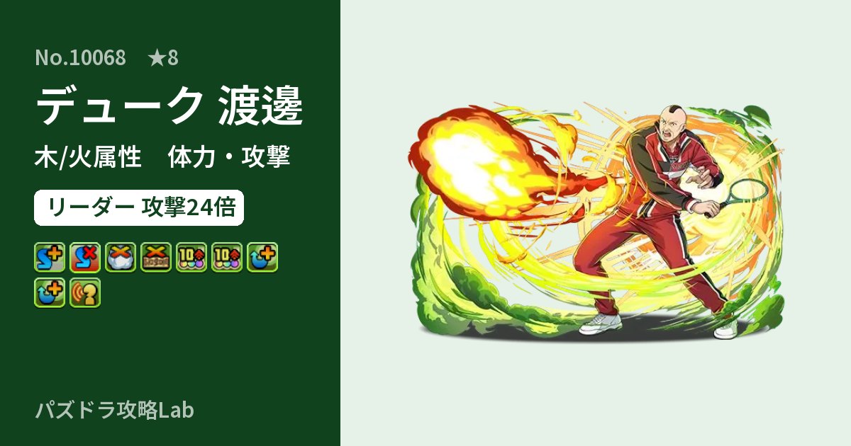 【パズドラ】デューク 渡邊の性能・覚醒・スキルのアイキャッチ
