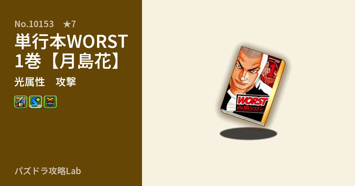 【パズドラ】単行本WORST1巻【月島花】の性能・覚醒・スキルのアイキャッチ