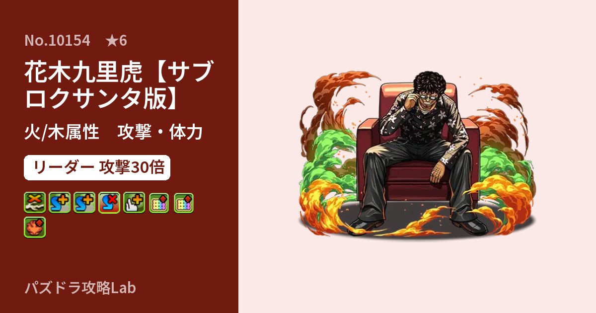 【パズドラ】花木九里虎【サブロクサンタ版】の性能・覚醒・スキルのアイキャッチ