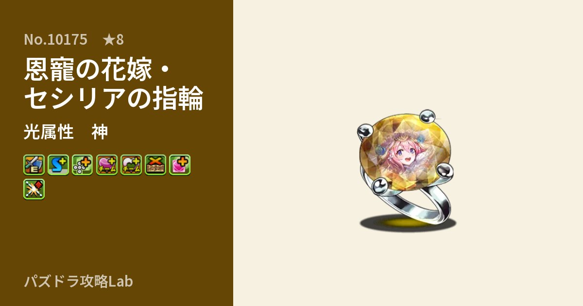 【パズドラ】恩寵の花嫁・セシリアの指輪の性能・覚醒・スキルのアイキャッチ