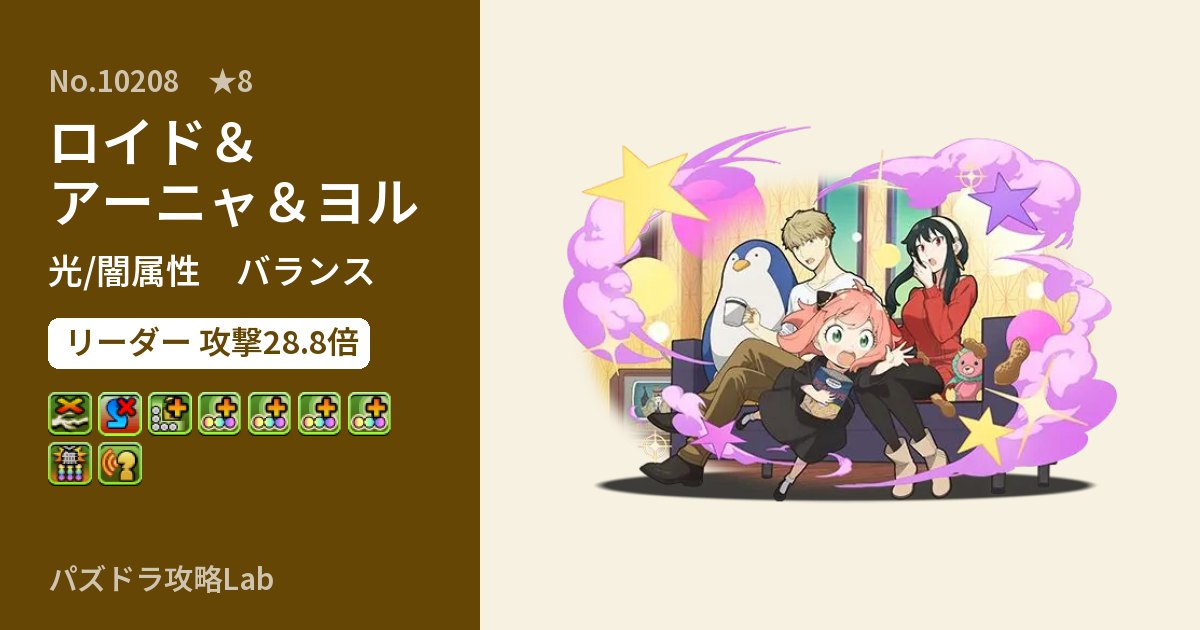 【パズドラ】ロイド&アーニャ&ヨルの性能・覚醒・スキルのアイキャッチ