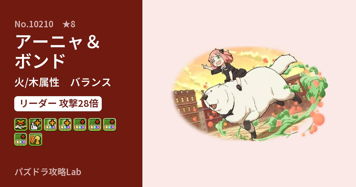 【パズドラ】アーニャ＆ボンドの性能・覚醒・スキルのアイキャッチ