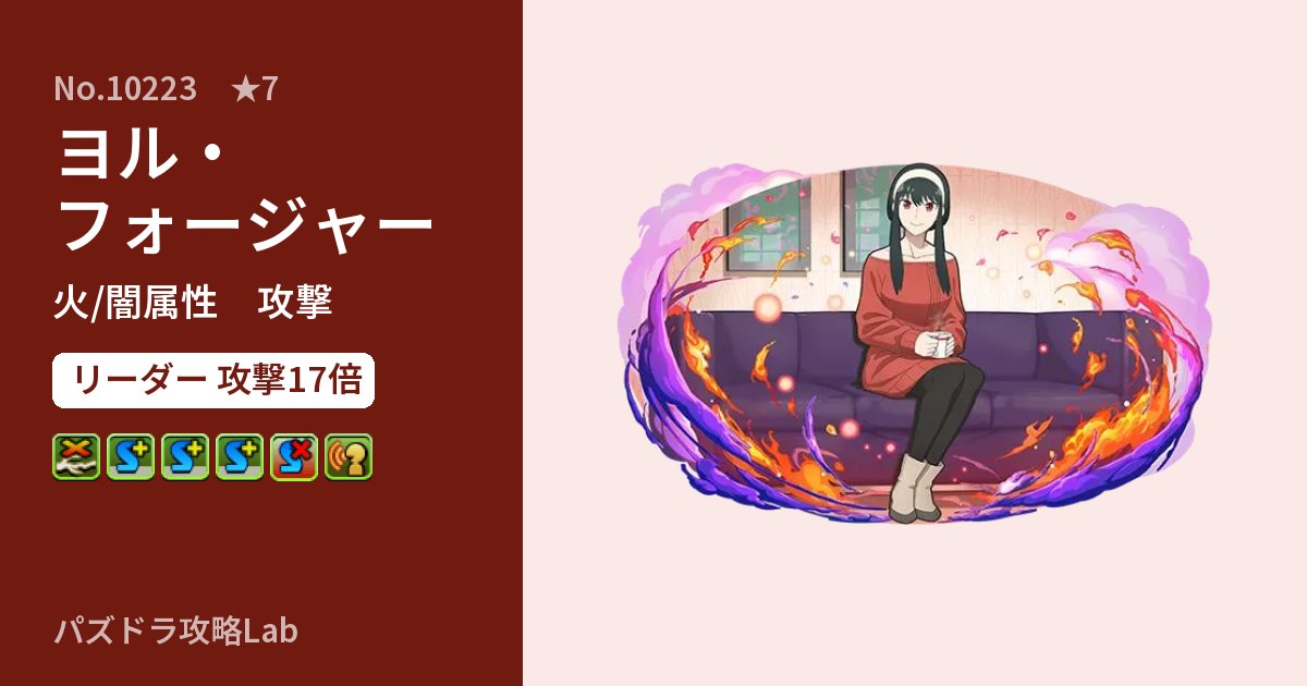 【パズドラ】ヨル・フォージャーの性能・覚醒・スキルのアイキャッチ