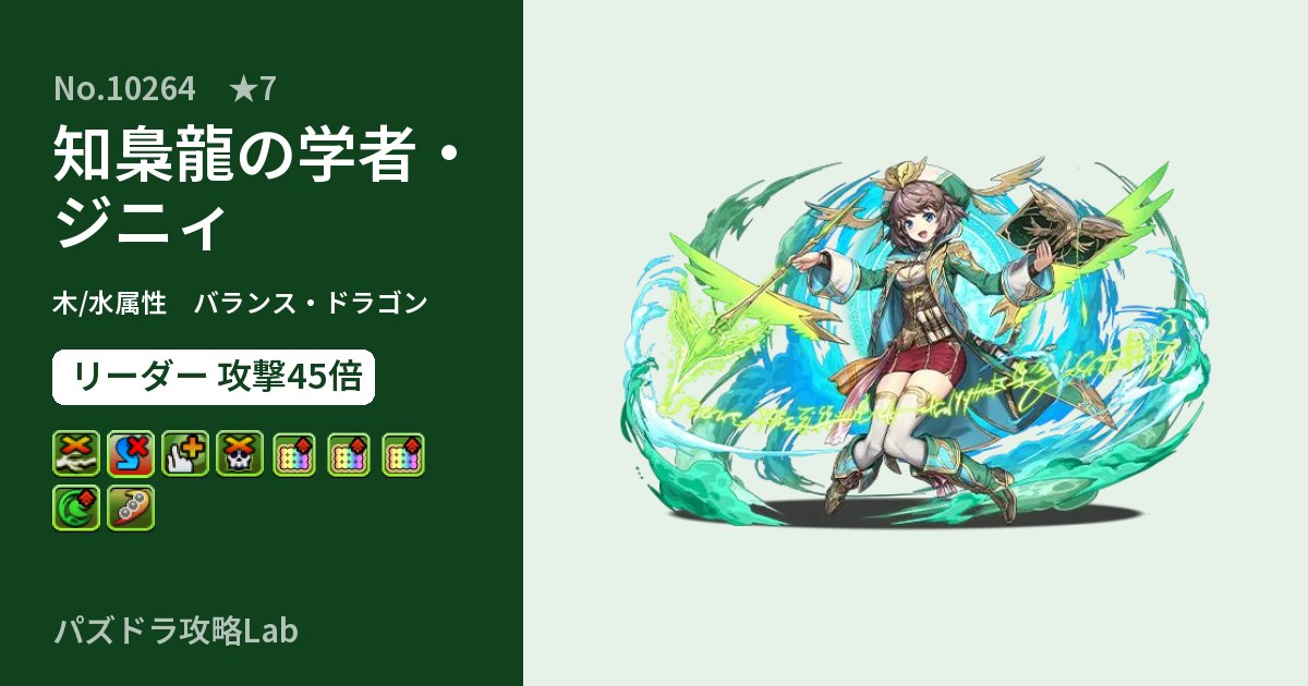 【パズドラ】知梟龍の学者・ジニィの性能・覚醒・スキルのアイキャッチ