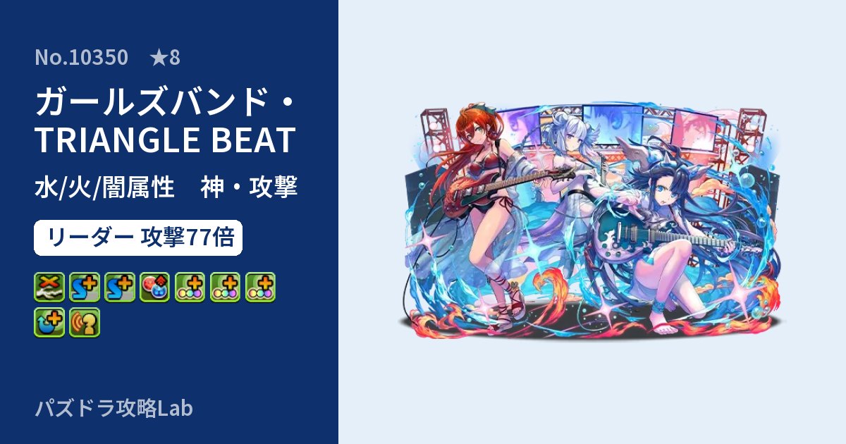 【パズドラ】ガールズバンド・TRIANGLE BEATの性能・覚醒・スキルのアイキャッチ