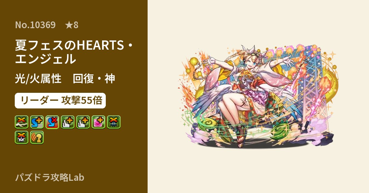 【パズドラ】夏フェスのHEARTS・エンジェルの性能・覚醒・スキルのアイキャッチ