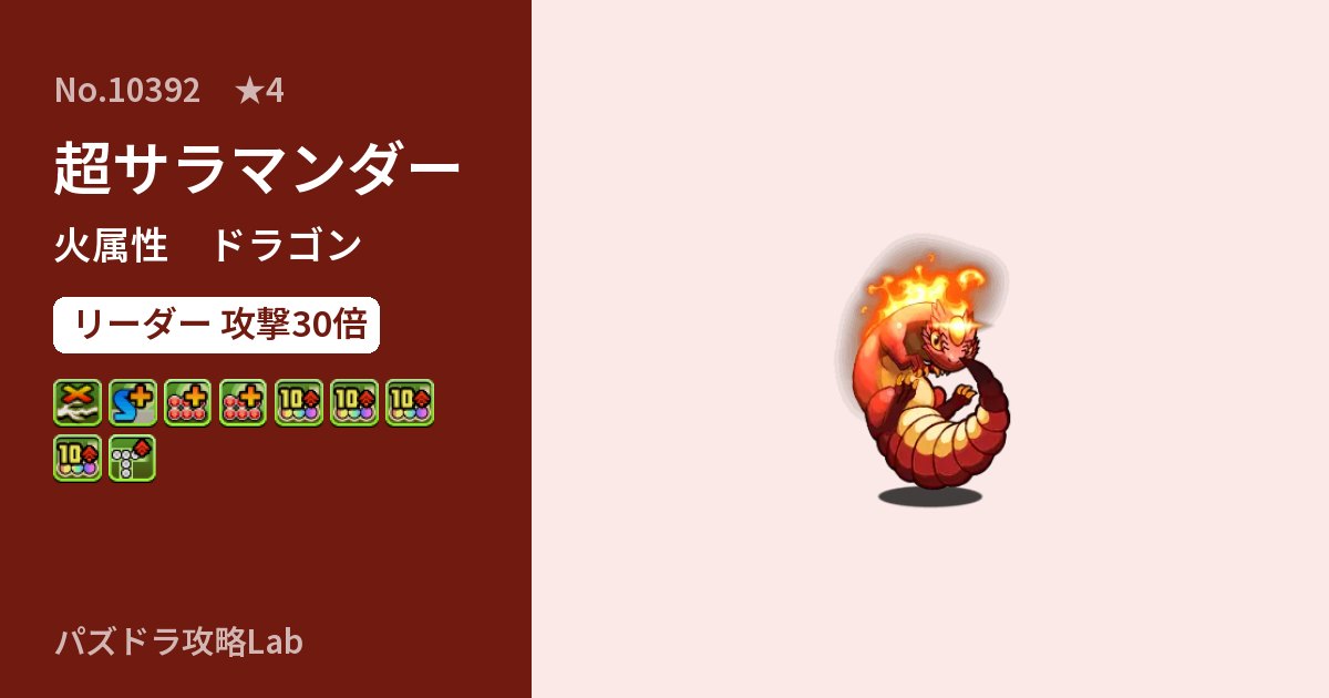 【パズドラ】超サラマンダーの性能・覚醒・スキルのアイキャッチ