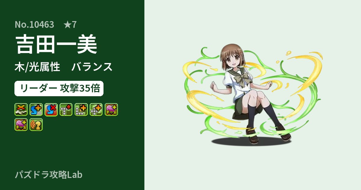【パズドラ】吉田一美の性能・覚醒・スキルのアイキャッチ