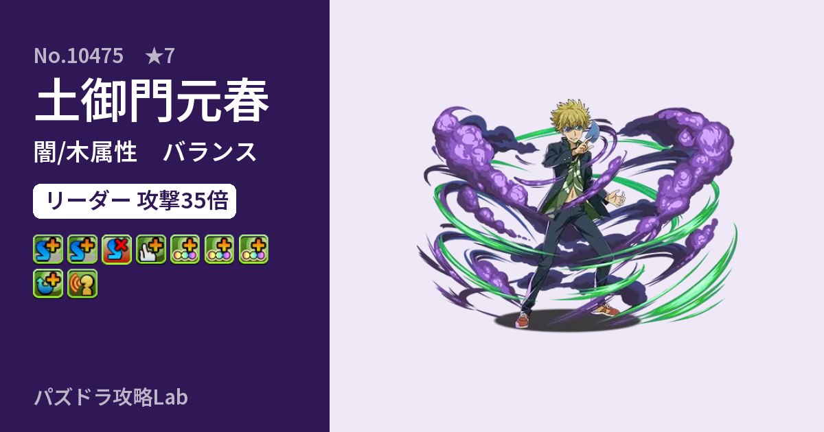 【パズドラ】土御門元春の性能・覚醒・スキルのアイキャッチ