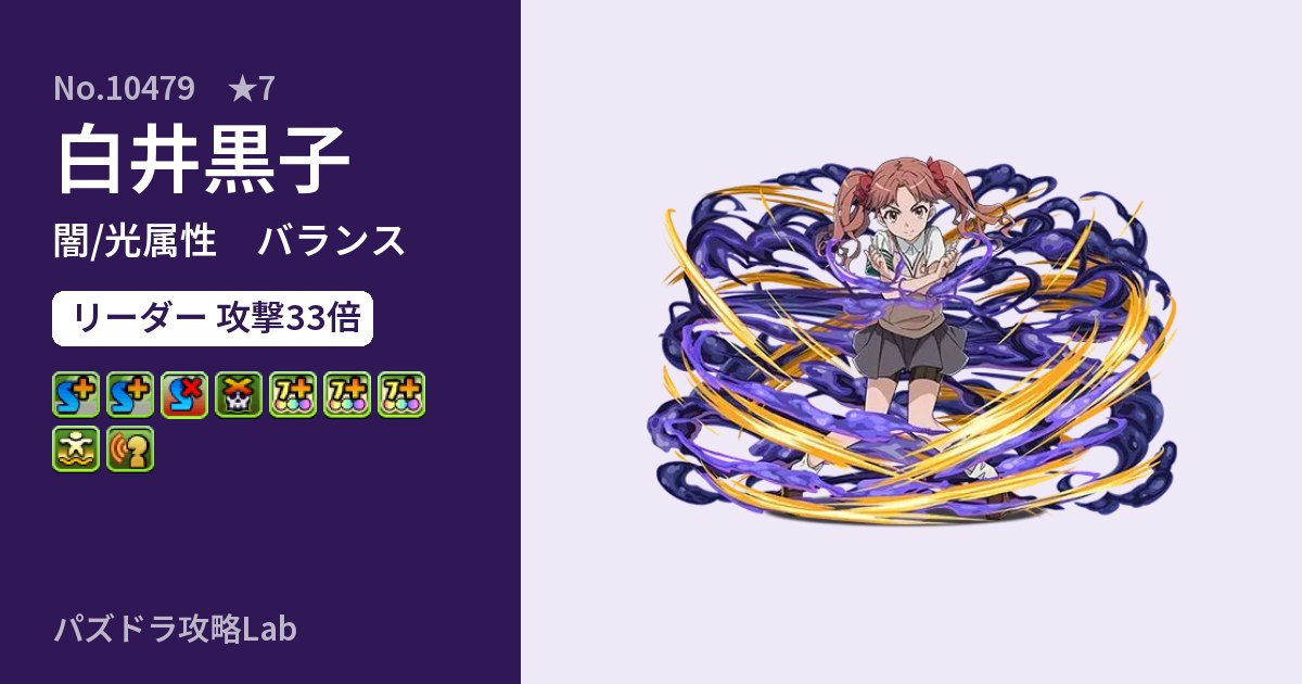 【パズドラ】白井黒子の性能・覚醒・スキルのアイキャッチ