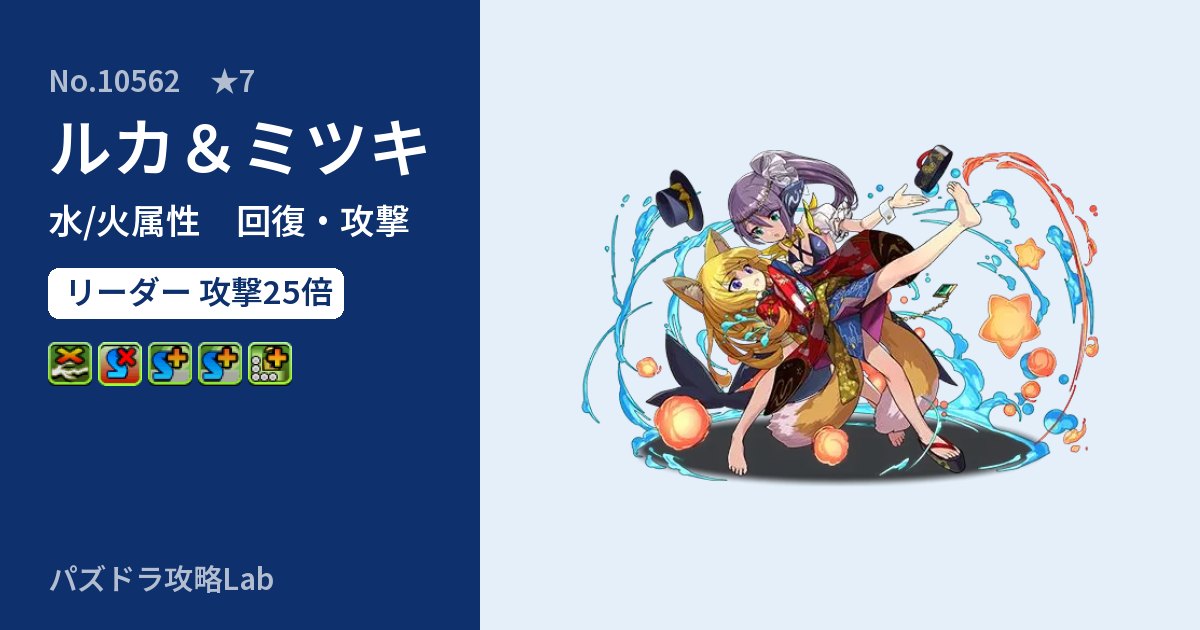 【パズドラ】ルカ＆ミツキの性能・覚醒・スキルのアイキャッチ
