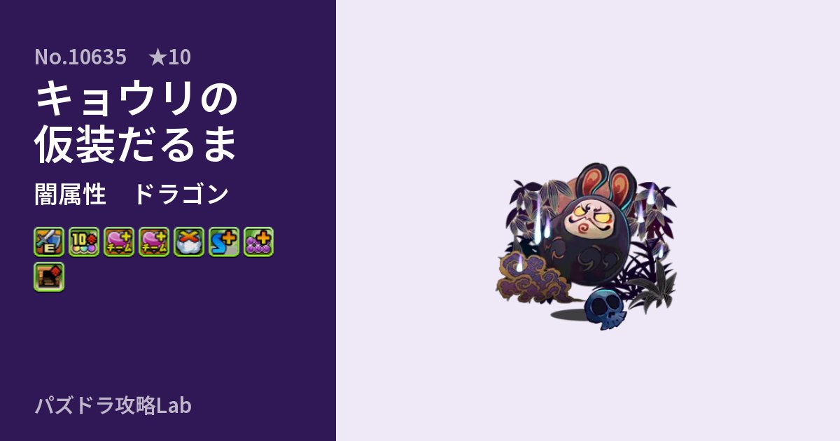 【パズドラ】キョウリの仮装だるまの性能・覚醒・スキルのアイキャッチ
