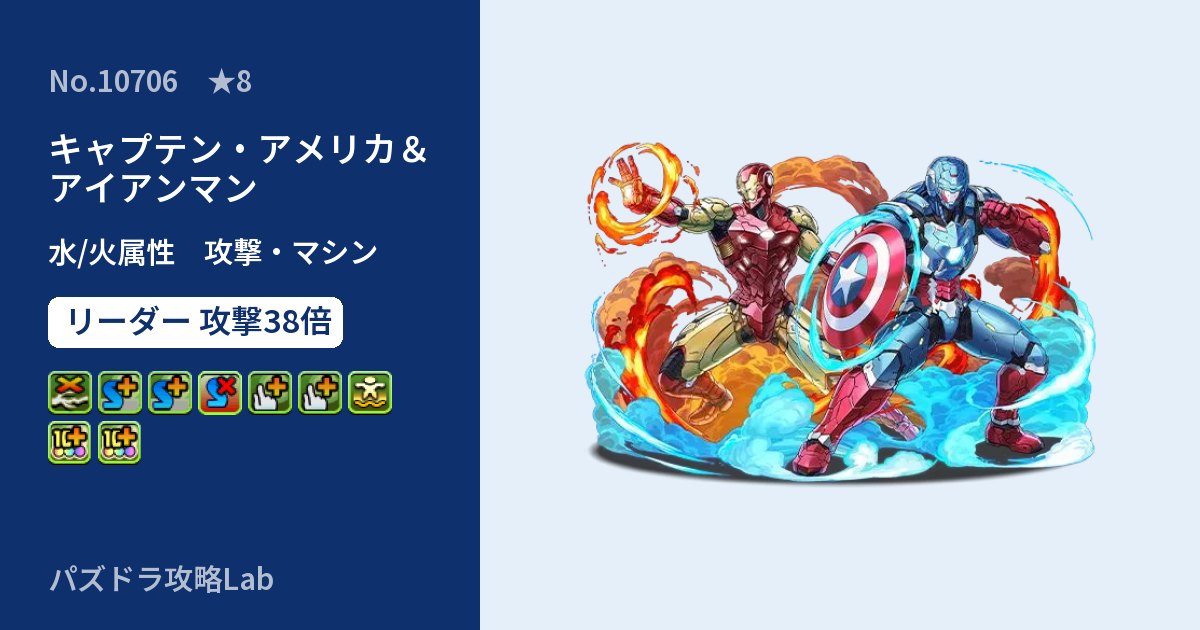 【パズドラ】キャプテン・アメリカ＆アイアンマンの性能・覚醒・スキルのアイキャッチ