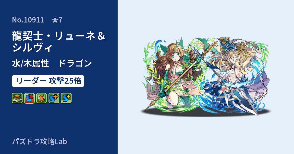 【パズドラ】龍契士・リューネ＆シルヴィの性能・覚醒・スキルのアイキャッチ