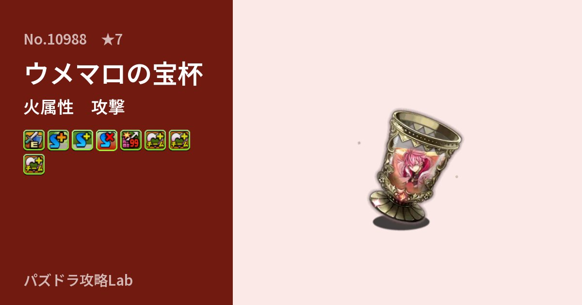 【パズドラ】ウメマロの宝杯の性能・覚醒・スキルのアイキャッチ
