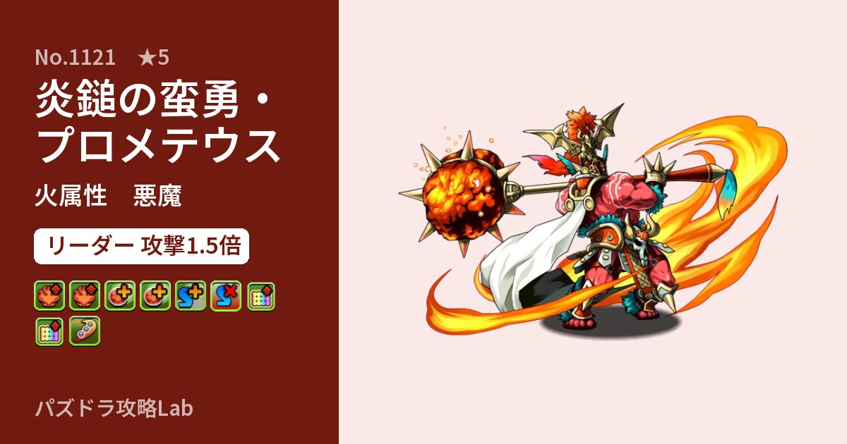 【パズドラ】炎鎚の蛮勇・プロメテウスの性能・覚醒・スキルのアイキャッチ