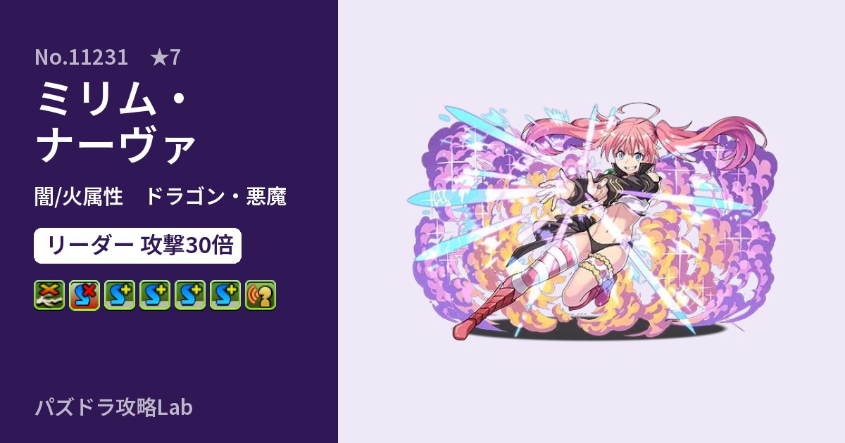 【パズドラ】ミリム・ナーヴァの性能・覚醒・スキルのアイキャッチ
