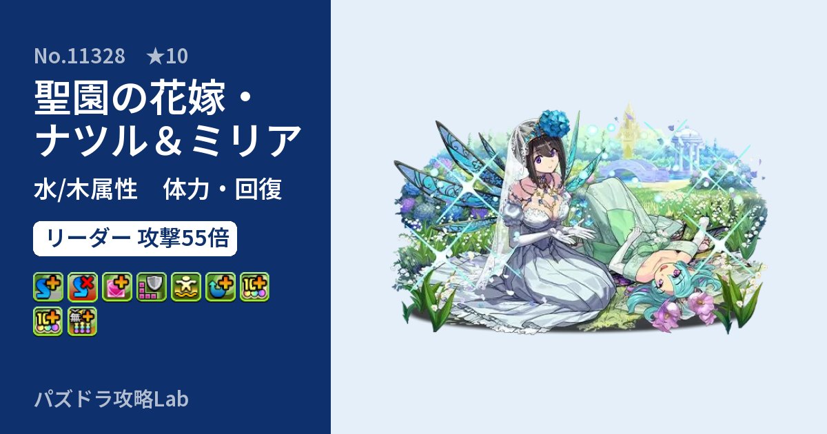 【パズドラ】聖園の花嫁・ナツル&ミリアの性能・覚醒・スキルのアイキャッチ