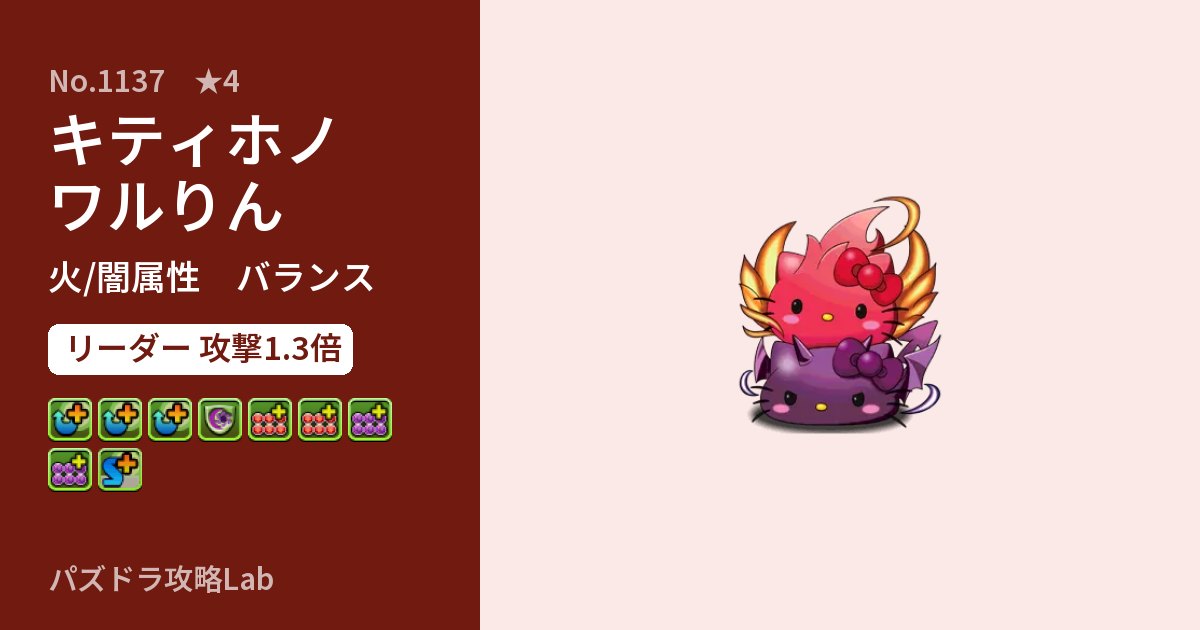 【パズドラ】キティホノワルりんの性能・覚醒・スキルのアイキャッチ