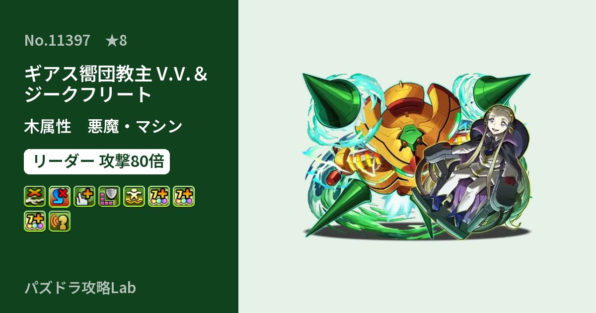 【パズドラ】ギアス嚮団教主 V.V.＆ジークフリートの性能・覚醒・スキルのアイキャッチ