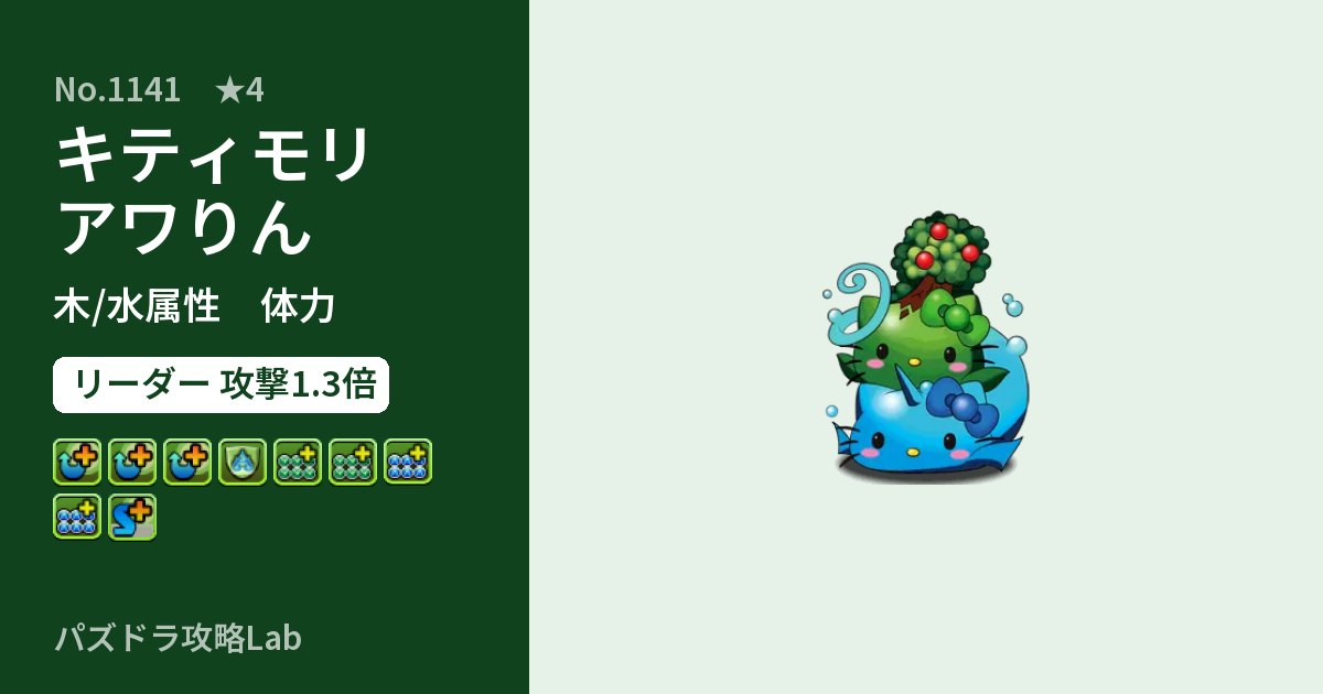 【パズドラ】キティモリアワりんの性能・覚醒・スキルのアイキャッチ