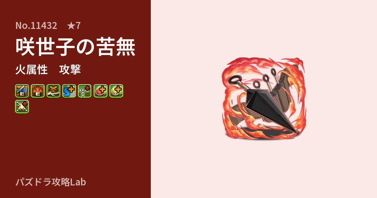 【パズドラ】咲世子の苦無の性能・覚醒・スキルのアイキャッチ