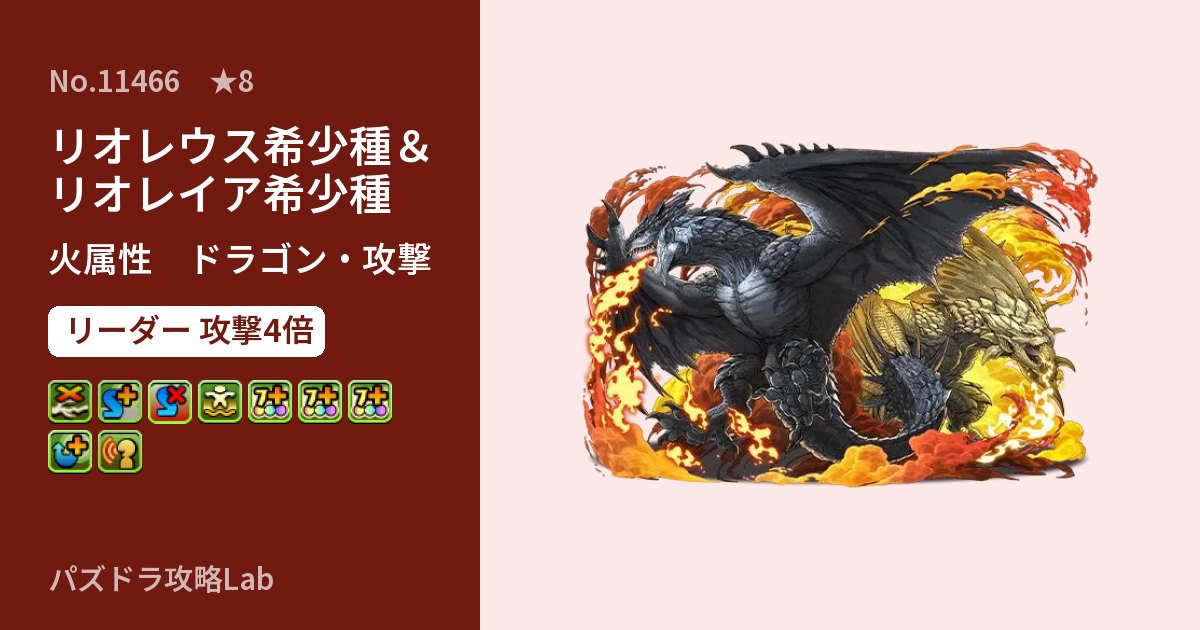 【パズドラ】リオレウス希少種＆リオレイア希少種の性能・覚醒・スキルのアイキャッチ