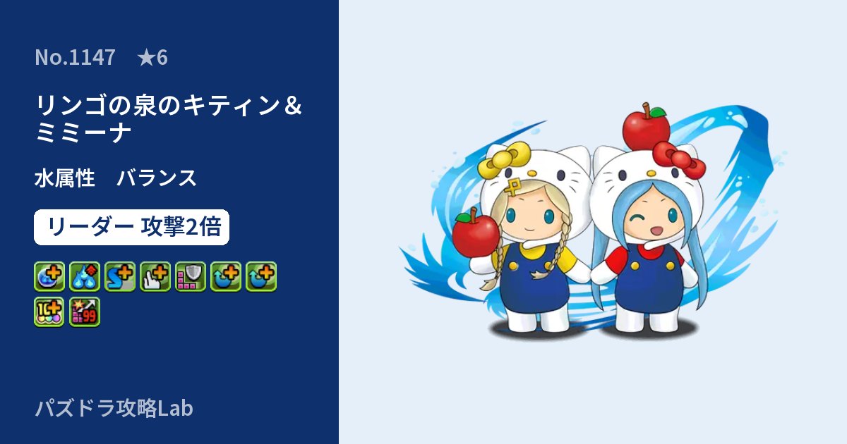 【パズドラ】リンゴの泉のキティン&ミミーナの性能・覚醒・スキルのアイキャッチ