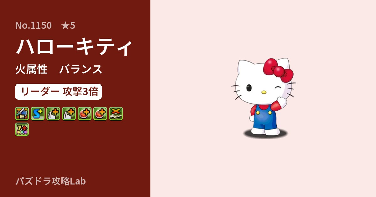 【パズドラ】ハローキティの性能・覚醒・スキルのアイキャッチ