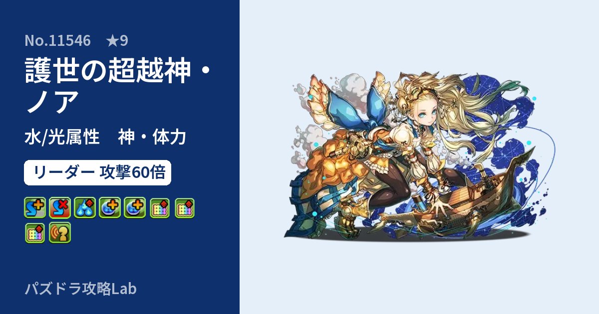 【パズドラ】護世の超越神・ノアの性能・覚醒・スキルのアイキャッチ