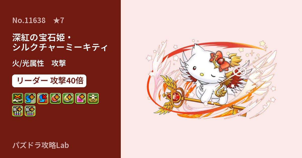 【パズドラ】深紅の宝石姫・シルクチャーミーキティの性能・覚醒・スキルのアイキャッチ