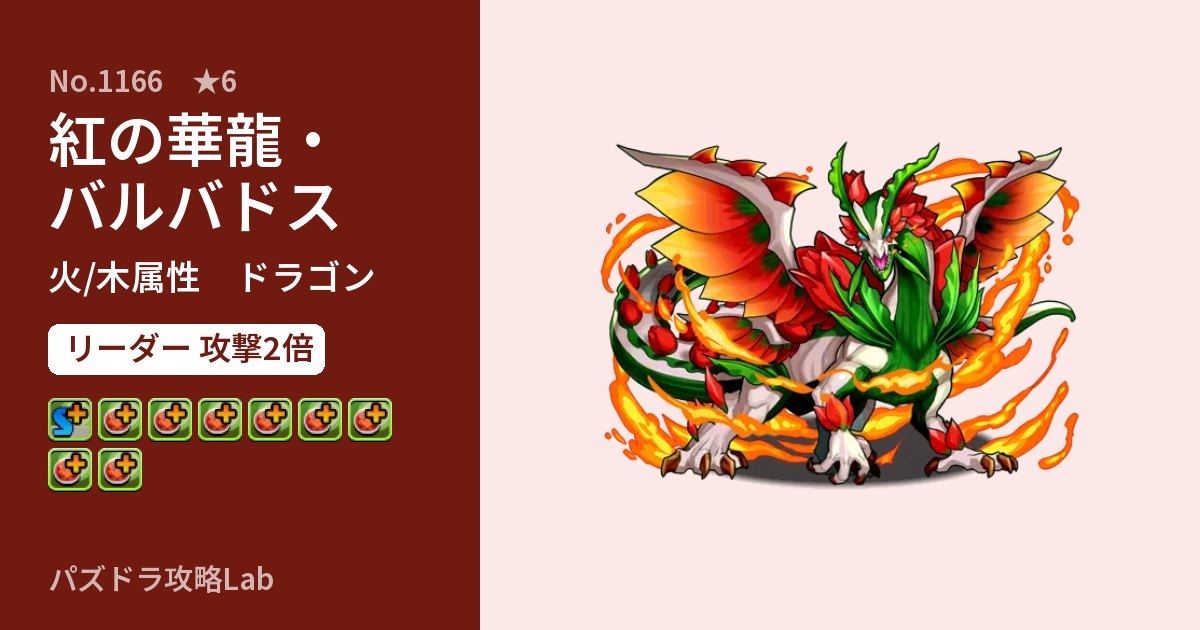 【パズドラ】紅の華龍・バルバドスの性能・覚醒・スキルのアイキャッチ
