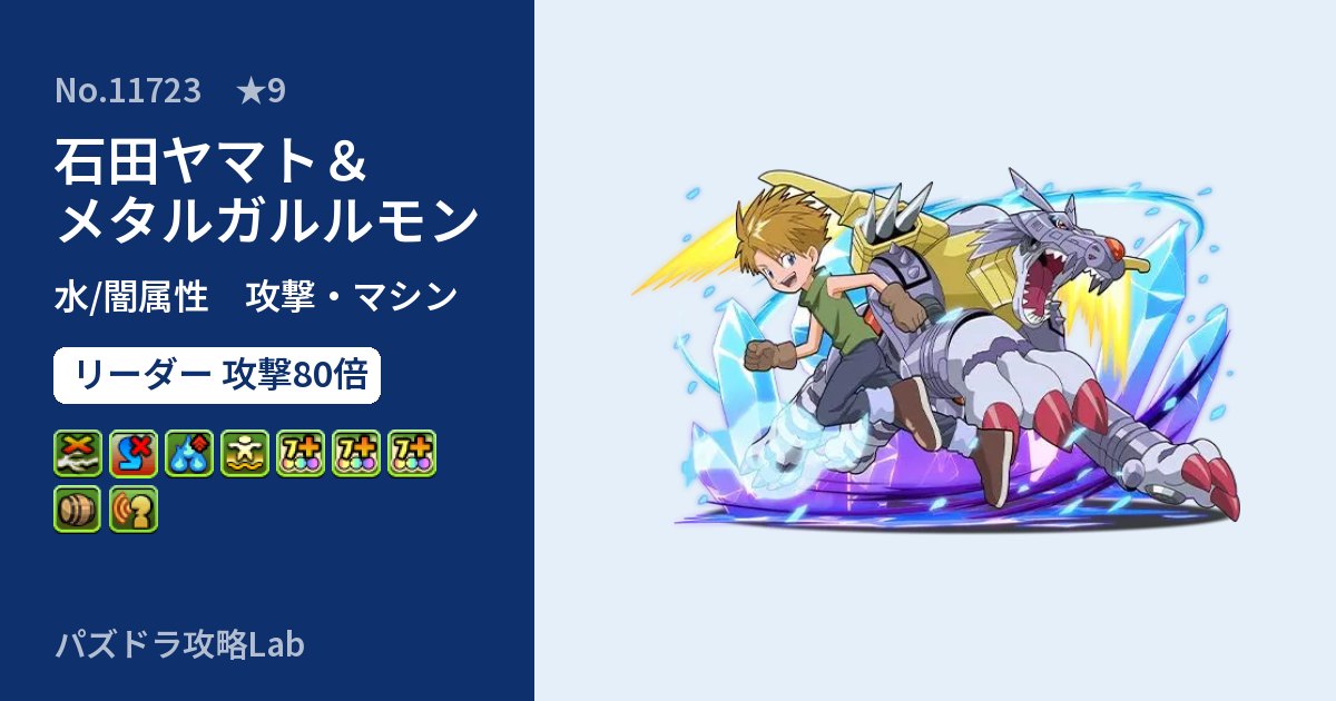 【パズドラ】石田ヤマト＆メタルガルルモンの性能・覚醒・スキルのアイキャッチ