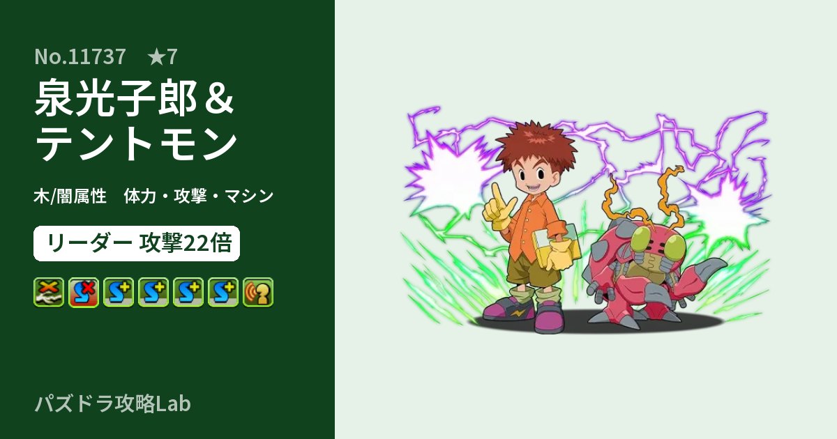 【パズドラ】泉光子郎＆テントモンの性能・覚醒・スキルのアイキャッチ
