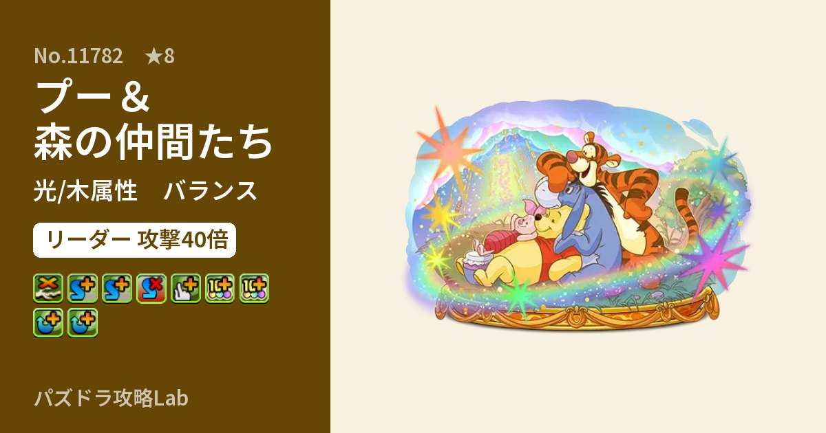 【パズドラ】プー＆森の仲間たちの性能・覚醒・スキルのアイキャッチ