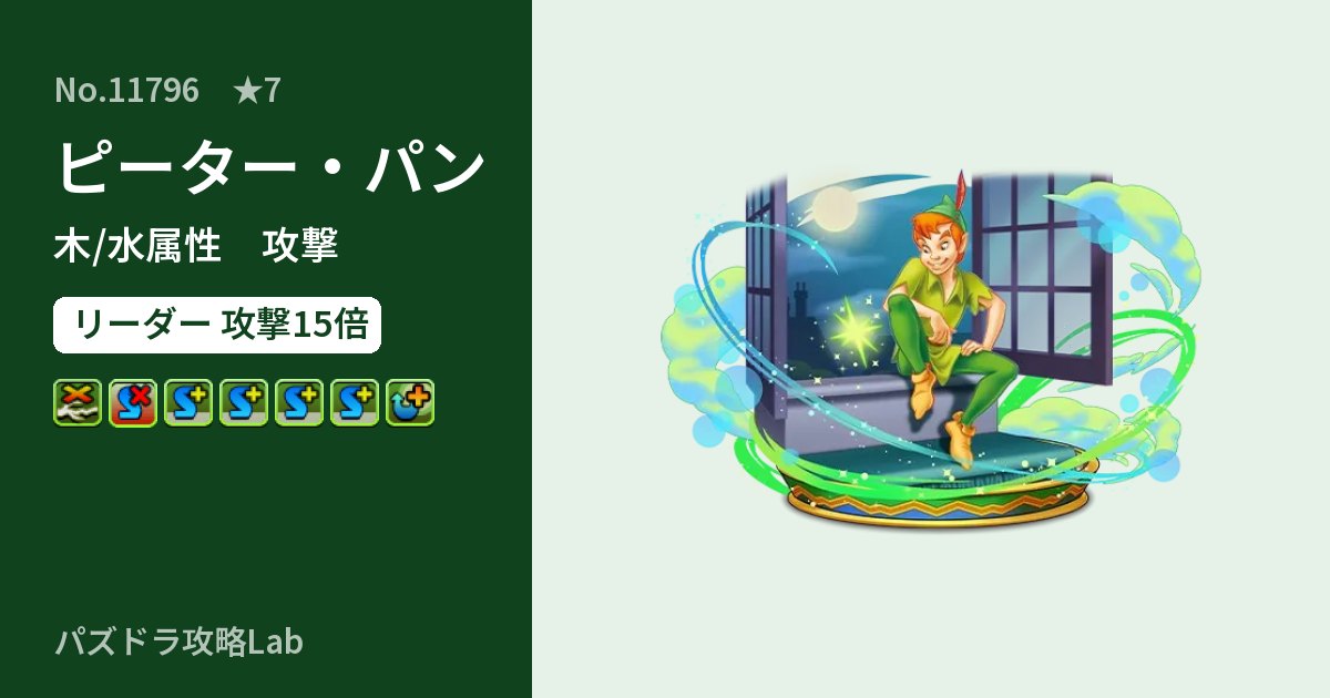 【パズドラ】ピーター・パンの性能・覚醒・スキルのアイキャッチ
