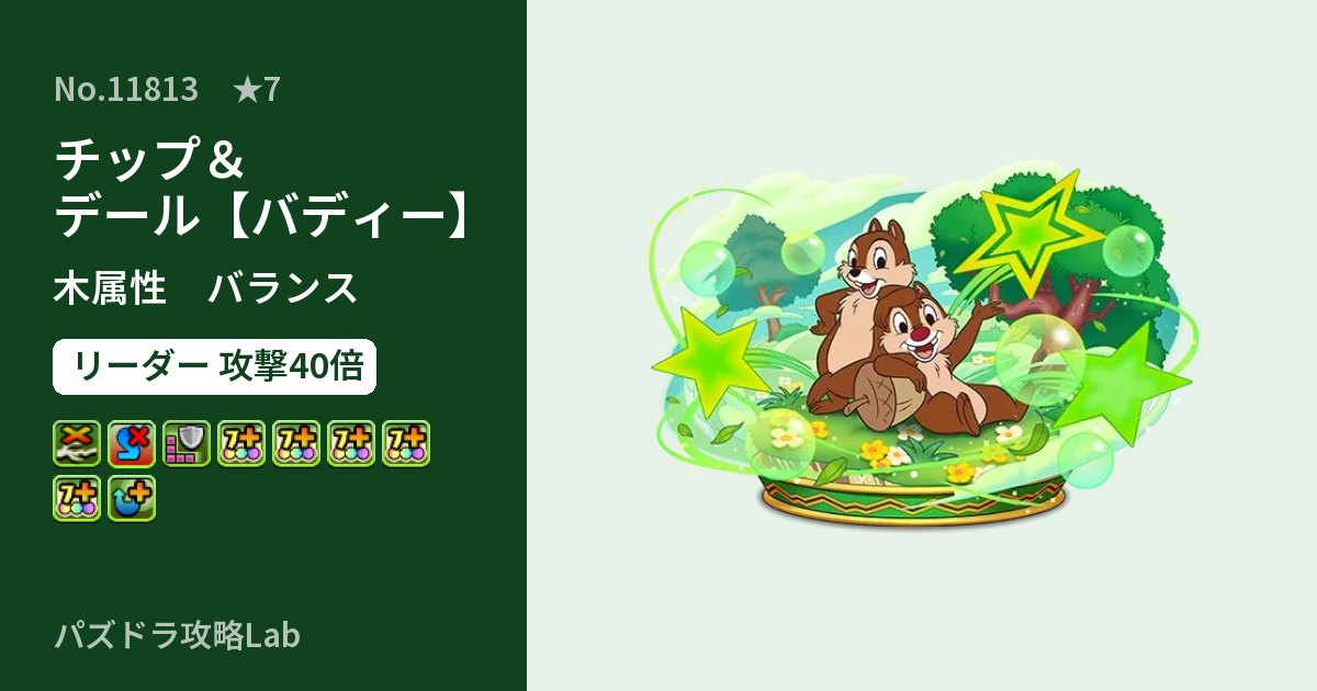 【パズドラ】チップ&デール【バディー】の性能・覚醒・スキルのアイキャッチ