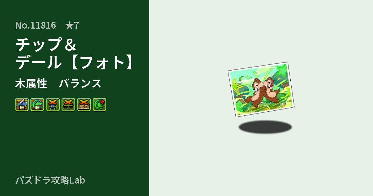 【パズドラ】チップ＆デール【フォト】の性能・覚醒・スキルのアイキャッチ